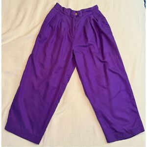 Vintage 90's Harry Who Silk Wide Leg High Waisted Flowy Pants Women's Size 14